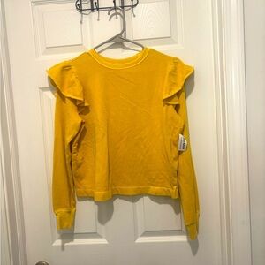 NWT Old Navy Party Fleece Sunflower Yellow With Ruffle Sleeve Size XS.